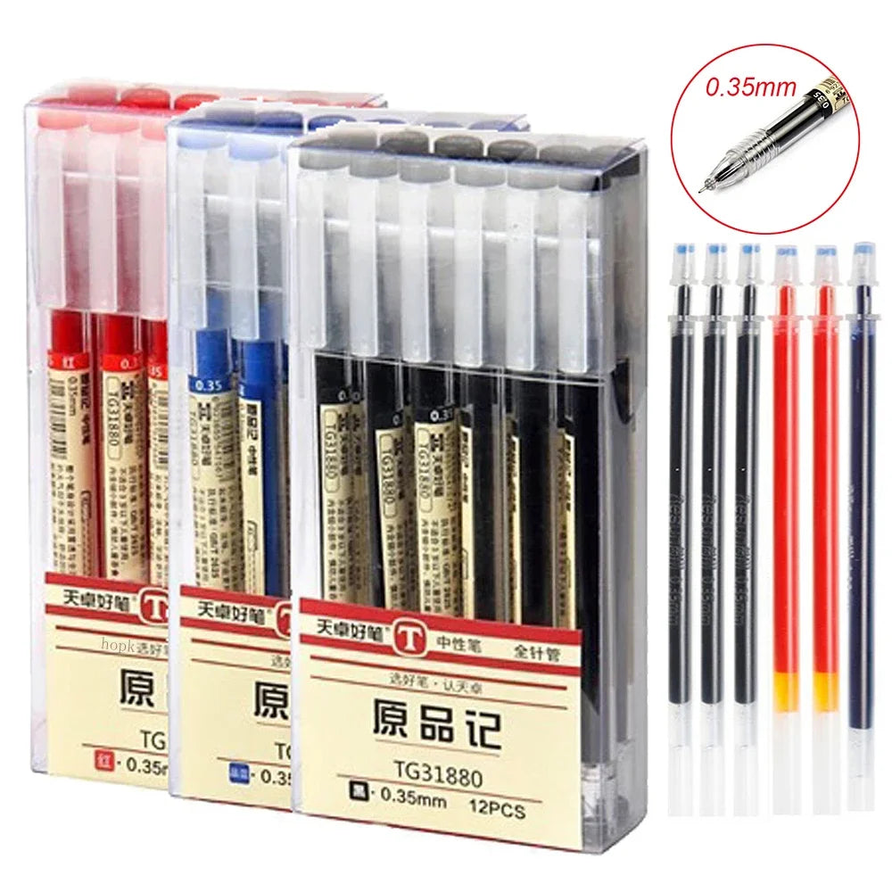 0.35mm Fine Gel Pen Set Blue/Black Ink Refills Rod for Marker Pens School Office Student Writing Drawing Stationery Cute Pens